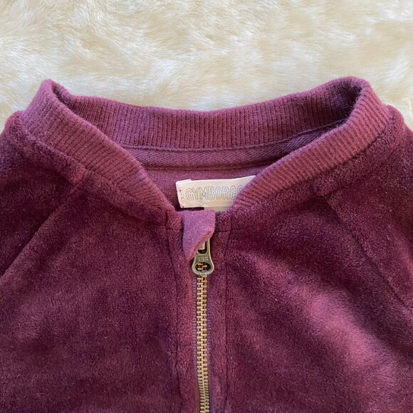 Gymboree Velour Zip-Up Cardigan Girl's 3-6 months Dark Plum - Picture 2 of 7
